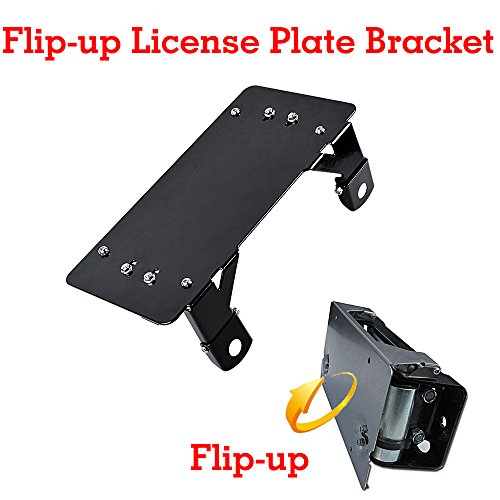 Astra Depot Black Stainless Steel Flip-Up Winch Roller Fairlead 8 3/4" Mount License Plate Holder Bracket R (Mounting Space: 22.5Cm) #TOP7