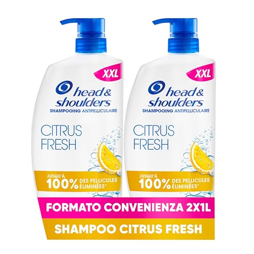Head & Shoulders Shampoo Antiforfora Citrus Fresh, Per Capelli Grassi, Fino Al 100% Protezione Dalla Forfora Per Cute E Capelli, Dermatologicamente Testato, Formato Maxi Convenienza 2x1000ML