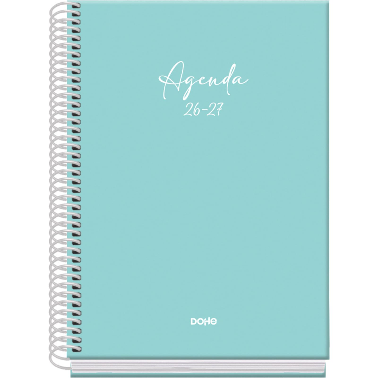 Dohe - 2026 2027 School Planner - September to June, Day per Page, A5 (15x21 cm), Soft Touch Hard Cover, Spiral Binding, Spanish and English - Serenity Green