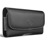 LG Escape 2, G2 mini D620, G3 s D725, L90 D405, Lancet Premium Leather Pouch Carrying Case with Belt Clip , Belt Loops Holster (Plus Size For LG Escape 2, G2 mini D620, G3 s D725, L90 D405, Lancet Perfect Fits with Silicone Case or Snap on Case,Bumber Case, Thin Protective Case On It)-Black