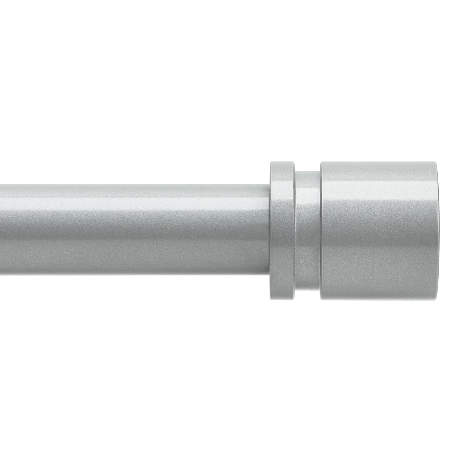 Curtain Rods for Windows 16 to 144 Inches Adjustable Length 1 Inch Diameter Window Curtain Rod with Aluminium End Cap, Silver Gray