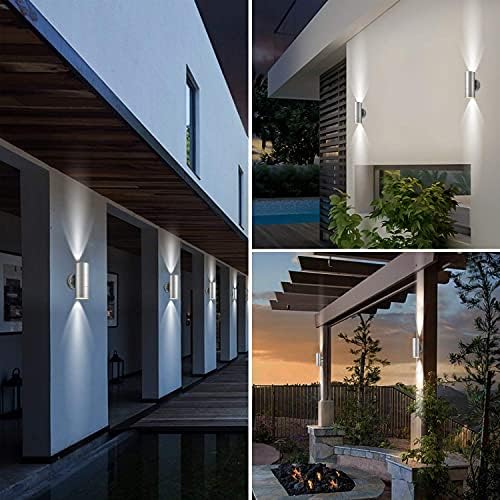 DoRight LED Outdoor Wall Light Up Down Outside Lighting Stainless Steel Up/Down Security Wall Light IP65 Waterproof Wall Spot Light, Included 2X LED Bulb GU10 5W Cool White 6000K