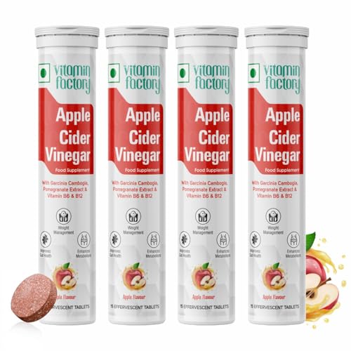 Apple Cider Vinegar with The Mother - Effervescent Tablets 1000MG AVC Enhanced with Garcinia Cambogia, Pomegranate Extract & Vitamin B6 & B12 Apple Flavour (60 Effervescent Tablets)