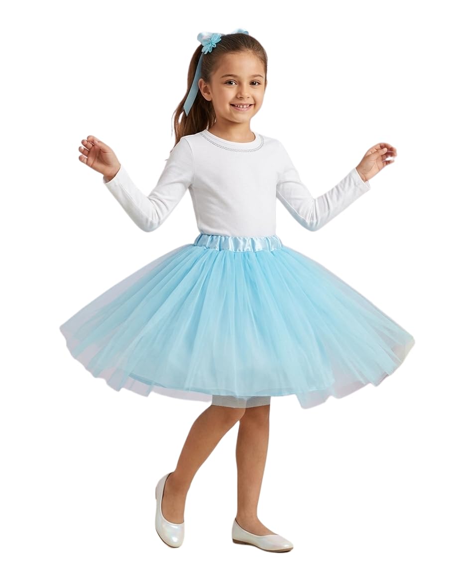 Girls Light Blue Tutu Skirt, Tulle (6-10)-image-14
