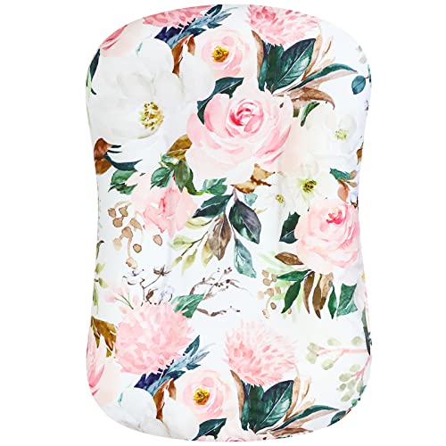 Image of Baby Lounger Cover, Flower Newborn Lounger Cover, Ultra Soft Comfortable Removable Infant Pillow Slipcover for Girl and Boy (Lounger not Included)