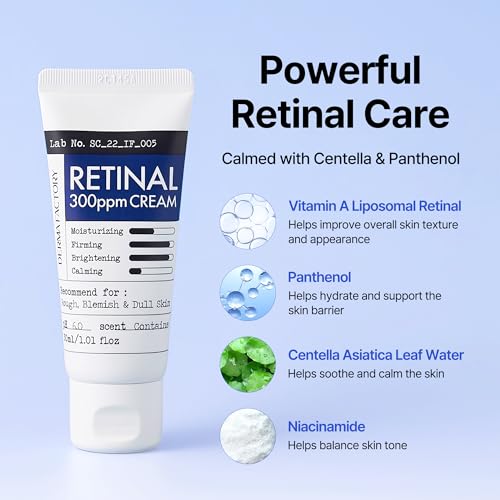 Image of DERMA FACTORY Retinal Night Cream with Centella & Panthenol, 1.01 fl oz | Fine Lines & Firmness Care, Vitamin A Moisturizer, Face Moisturizer With Centella, Niacinamide & Panthenol, Korean Skincare