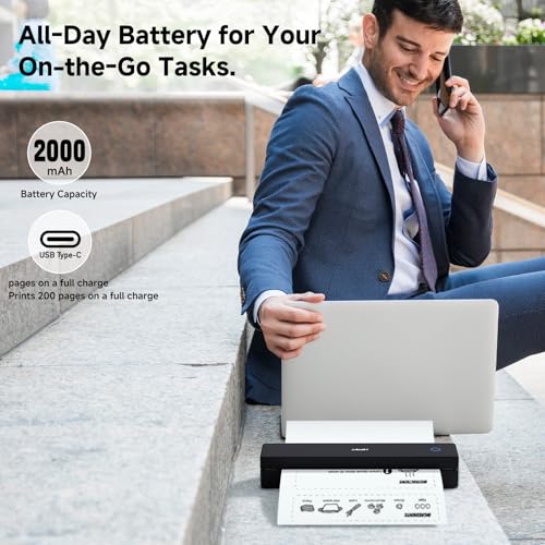 Image of HPRT MT620 Portable Printer Wireless for Travel, Inkless Thermal Printer for iOS /Andorid /Laptop, Supports Thermal Paper & Labels,Supports 8.5 inchx 11 inchUS Letter & A4, A5 for Office /Home /School /Vehicles