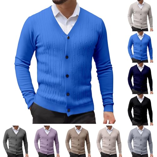 Mens Cardigan Sweater Knit V Neck Button Up Ribbed Sweaters Lightweight Soft Breathable Fabric Stylish for Daily Wear​