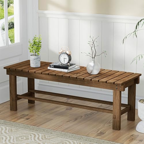 Yangaera BEN-90 Outdoor Garden Benches Weatherproof Patio Bench Two-Person Seat Backless Bench Wood Bench thumb #7