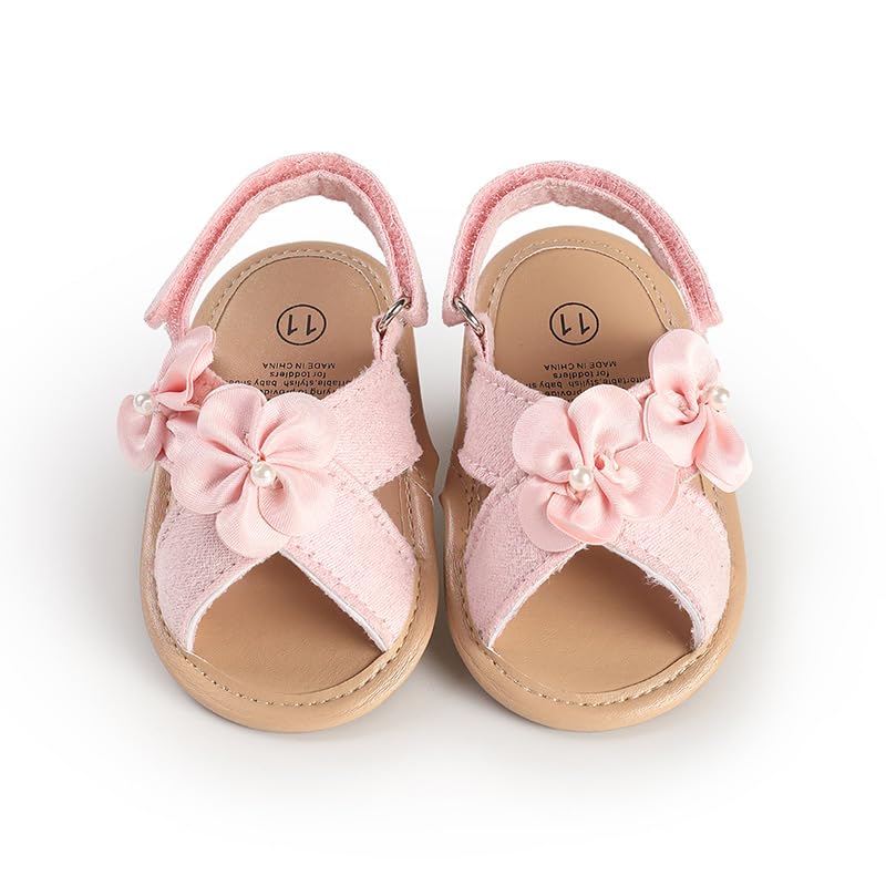 Infant Baby Girls Sandals Comfort Premium Summer Outdoor Casual Beach Shoes with Floral Anti Slip Soft Sole Newborn Toddler Prewalker First Walking Shoes2