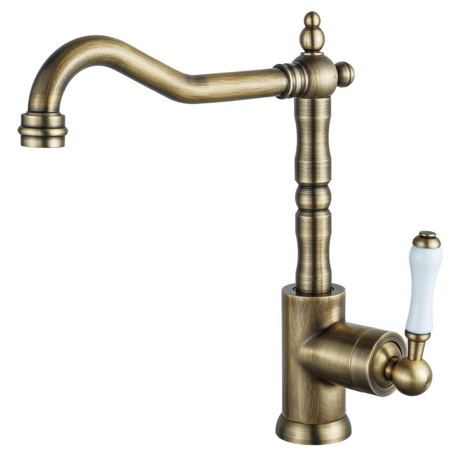 GLJTUO Faucet, Sink Faucet Antique Kitchen Faucet Kitchen Sink Faucet Bathroom 1 Hole Brass Kitchen Faucet V-intage hot and Cold Water Faucet 360°Swivel Compatible with Gardens