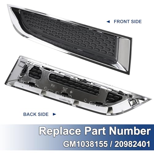 Image of Fog Light Grille Cover Compatible with 2013-2016 GMC Acadia 2017 Limited Left Driver Side Bumper Cover Grille With Chrome Molding Front Upper Mounts Below Head Light # GM1038155 20982401