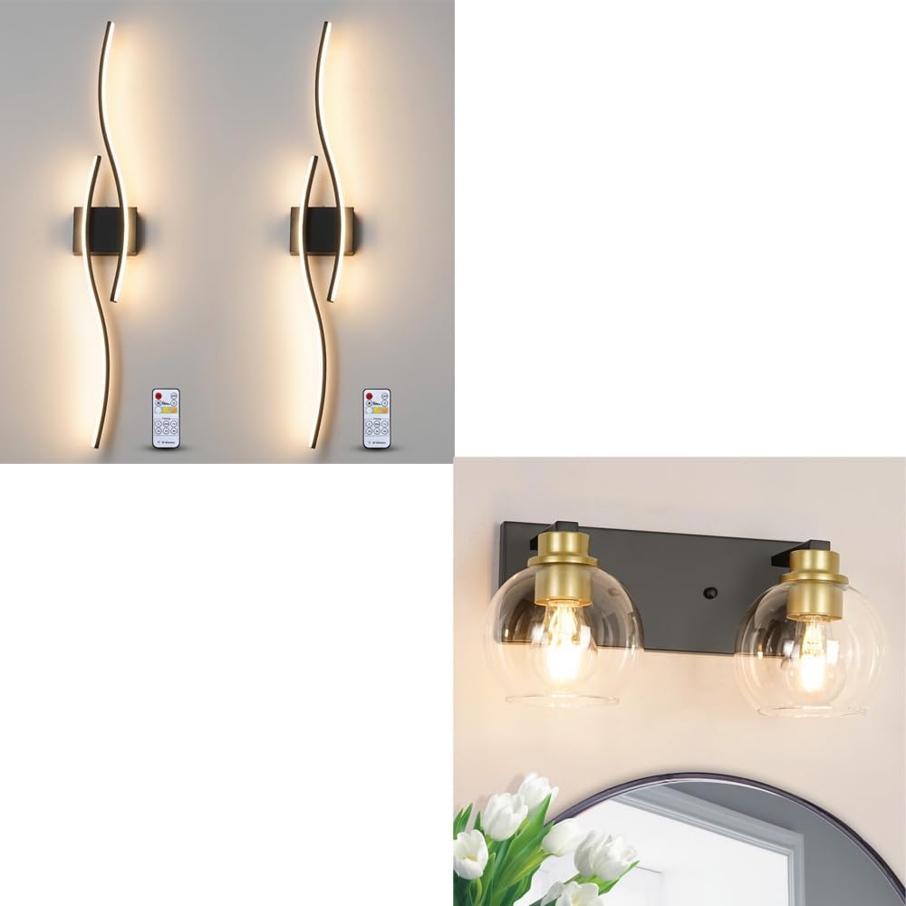 Daunton Modern Wall Sconce Set of Two, 2 Light Bathroom Vanity Light ...