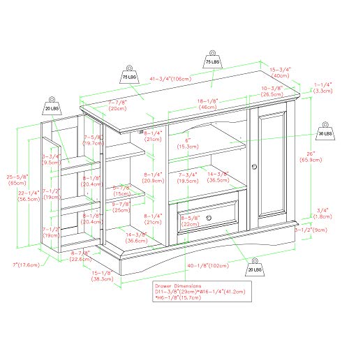 Walker Edison Tall Traditional Wood Universal Tv Stand With Cabinet Doors And Open Shelves For Tv's Up To 48" Living Room Storage Shelves Entertainment Center, 42 Inch, Black #TOP4
