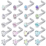 Ylqjksk Juego de piercings quirúrgicos de acero inoxidable para la nariz, para mujeres y hombres, joyería corporal hipoalergénica, color plateado, oro y rosa, paquete de joyas para uso diario en