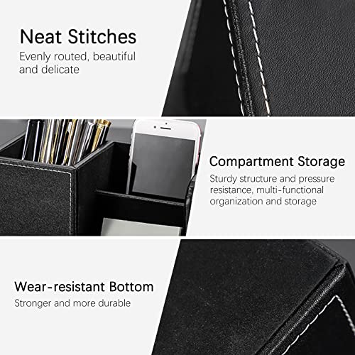 Shaidojio Desk Organizers, Pen Pencil Holder For Desk, Brown Pu Leather Desk Accessories With 1Pcs Coaster, Multi-Functional Storage Box With Stationery Remote Control Holder, School Office Supplies #TOP2
