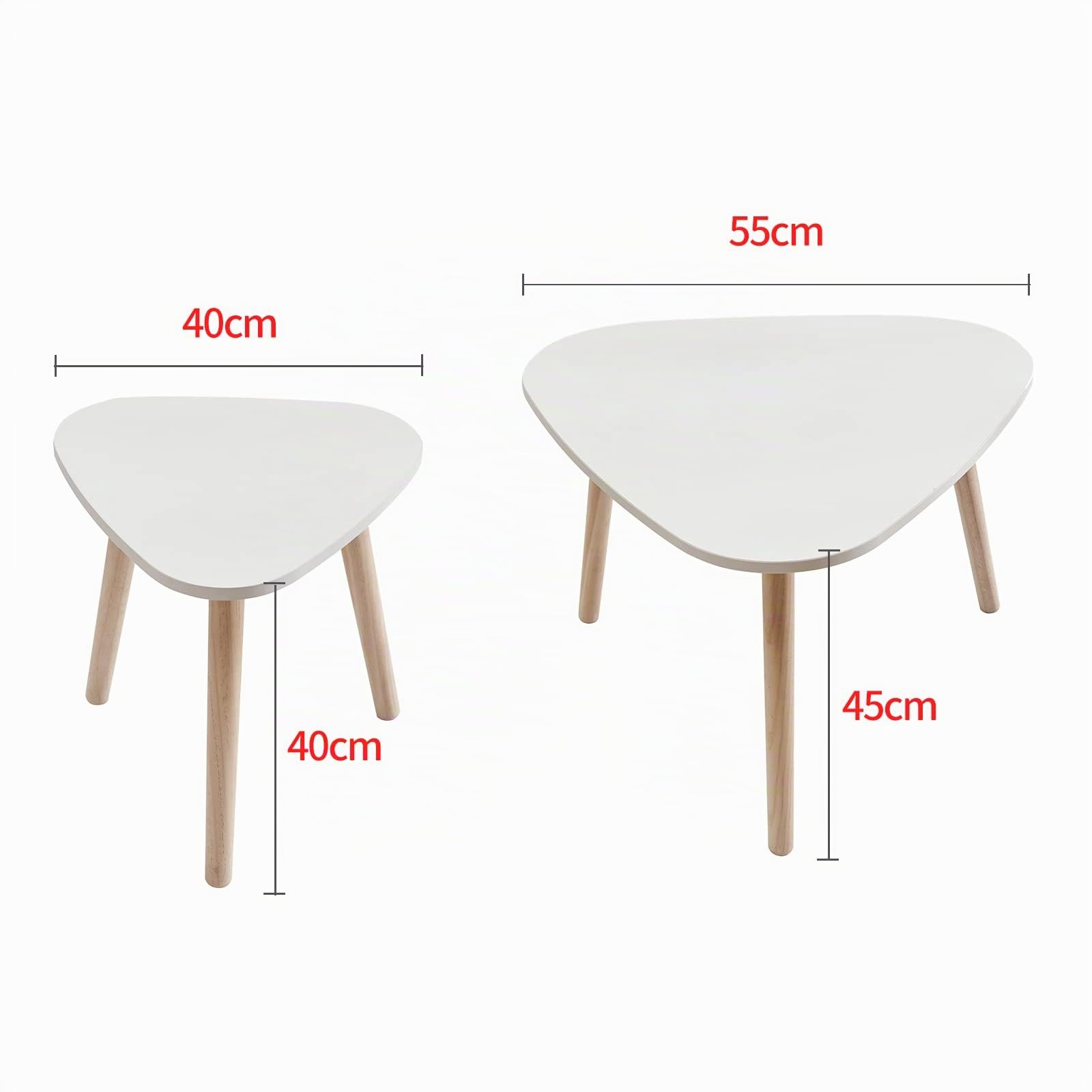 Tables Gigognes Table Basse Gigogne Table d'Appoint Scandinave-Lot de 2 Tables Basses Gigognes Rondes Bicolore, Bois d'ingénierie- pour Salon Chambre Pieds Moderne en Bois-55*55*45&40*40*40cm
