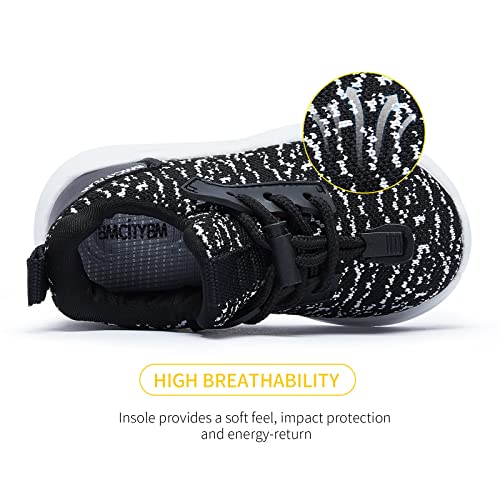 Bmcitybm Baby Boys Girls Sneakers Toddler Walking Shoes Lightweight Breathable Athletic Running Shoes 6-12 Months Infant Black Size 4 Toddler #TOP2