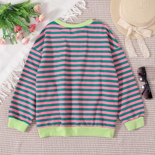 Girls Striped Shirt Long Sleeve T-Shirts Cotton Graphic Tees Shirts Fall Tops Casual Crewneck Sweatshirts2