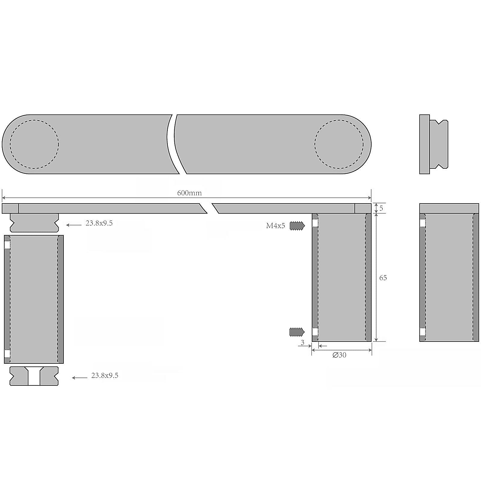 SOTECH Handtuchhalter Boston rund Länge 600 mm x Höhe 30 mm x Tiefe 70 mm