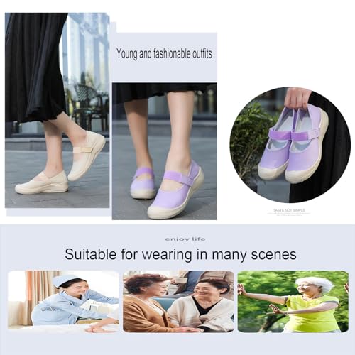 Women's Stylish and Comfortable Mary Jane Flats Lightweight and Breathable Soft Sole Closed Toe Nurse Shoes with Arch Supports2