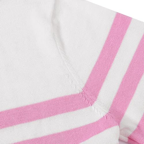 JSTEX Girls Sweaters Cotton Striped Knit Sweater Long Sleeve Crew Neck Kids Pullover Sweater for Girl Size 6-123