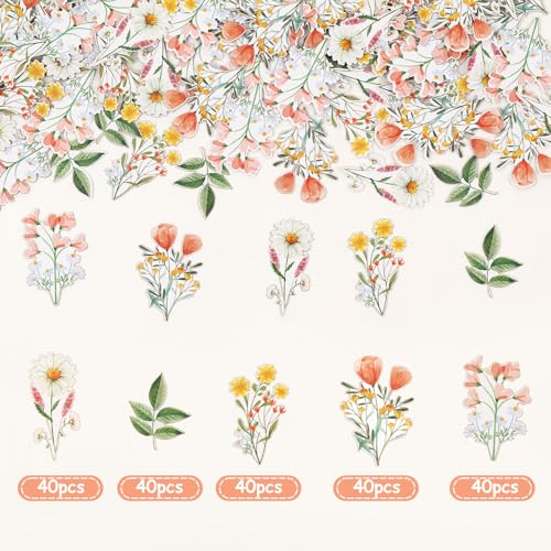 Image of 200 Pcs Wildflower Confetti for Girls, Wild Flower Paper Table Scatters, Pink Floral Flowers Table Decorations for Birthday Wedding Bridal Baby Shower Party Supplies (Pack of 3)