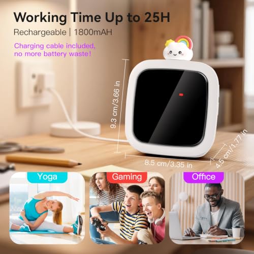 Image of Yunbaoit Digital Visual Timer for Kids, 99-Minute Countdown, Rechargeable | 19 Music Alarm, Pause Function, 9 Optional DIY Color Petal Display, 3 Dolls, for Study, Homeschool, Kitchen