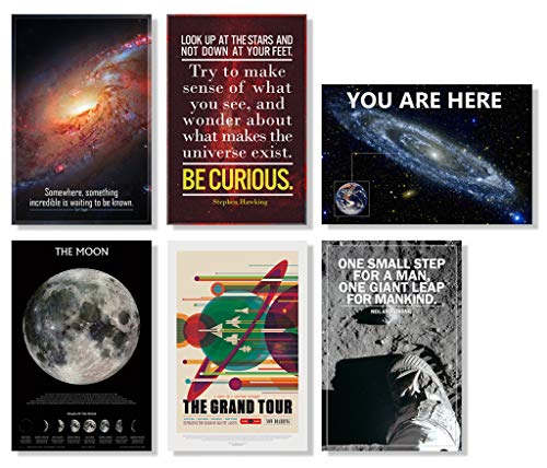 Image of Set Of 6 Science Space Themed Classroom Poster Inspirational Motivational Educational Astronomy Room 16x24 inch