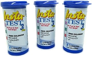 LaMotte 3-Way Insta Test Strips Plus for Swimming Pool & Hot Tub Spa - Chlorine or Bromine, pH and Total Alkalinity 3 x 50