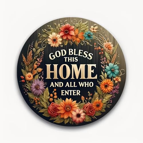 Imán Retro Redondo para Nevera 'God Bless This Home' miniatura 2
