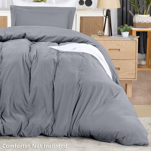 Utopia Bedding Duvet Cover Twin Size - 2 Piece with Zipper Closure - 1 Comforter Cover 68X90 Inches & 1 Pillow Sham 20X26 Inches (Pack of 10, Grey) Comforter Not Included
