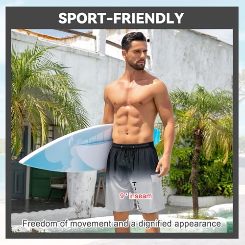 American Trends Mens Swim Trunks with Compression Liner 9 inch Borad Shorts Bathing Suits Quick Dry Swimming Swimwear M-3XL 7