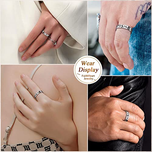FaithHeart 925 Sterling Silver Rings for Women, Viking Runes Wedding Band Dainty Engagement Stacking Ring High Polish Non Tarnish Jewelry for Birthday Gift with Gift Box3