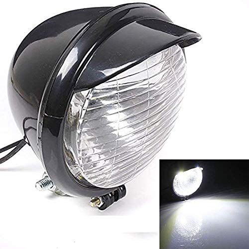 wastuo Faro de moto wastuo con 25 LED  Cubierta Negro  para Harley Chopper Bobber Custom