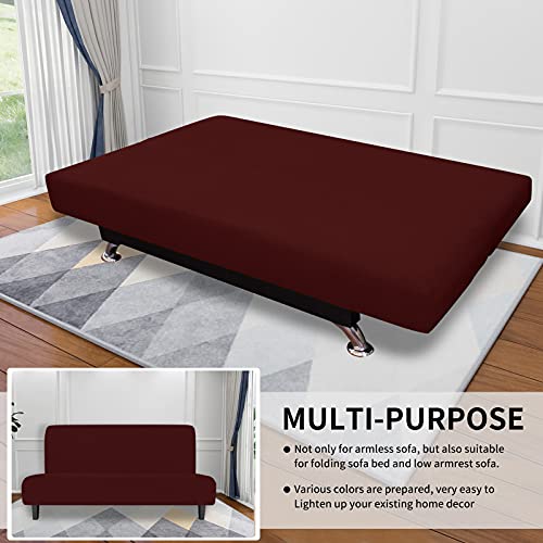 Image of Easy-Going Stretch Large Futon Slipcover Armless Futon Cover Wine