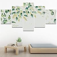 SIGNWIN 5 Panel Canvas Wall Art Modern Art Decorative Elements Fun Illustrations Leaves Multicolor Patterns for Home Decorations Ready to Hang - 60