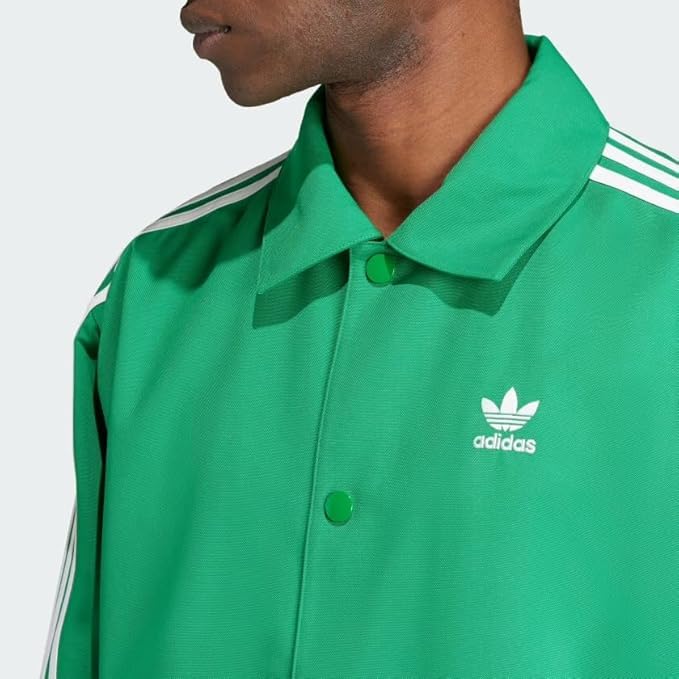 adidas Mens Adicolor Mesh Coach Jacket Athletic Outerwear Casual - Green4