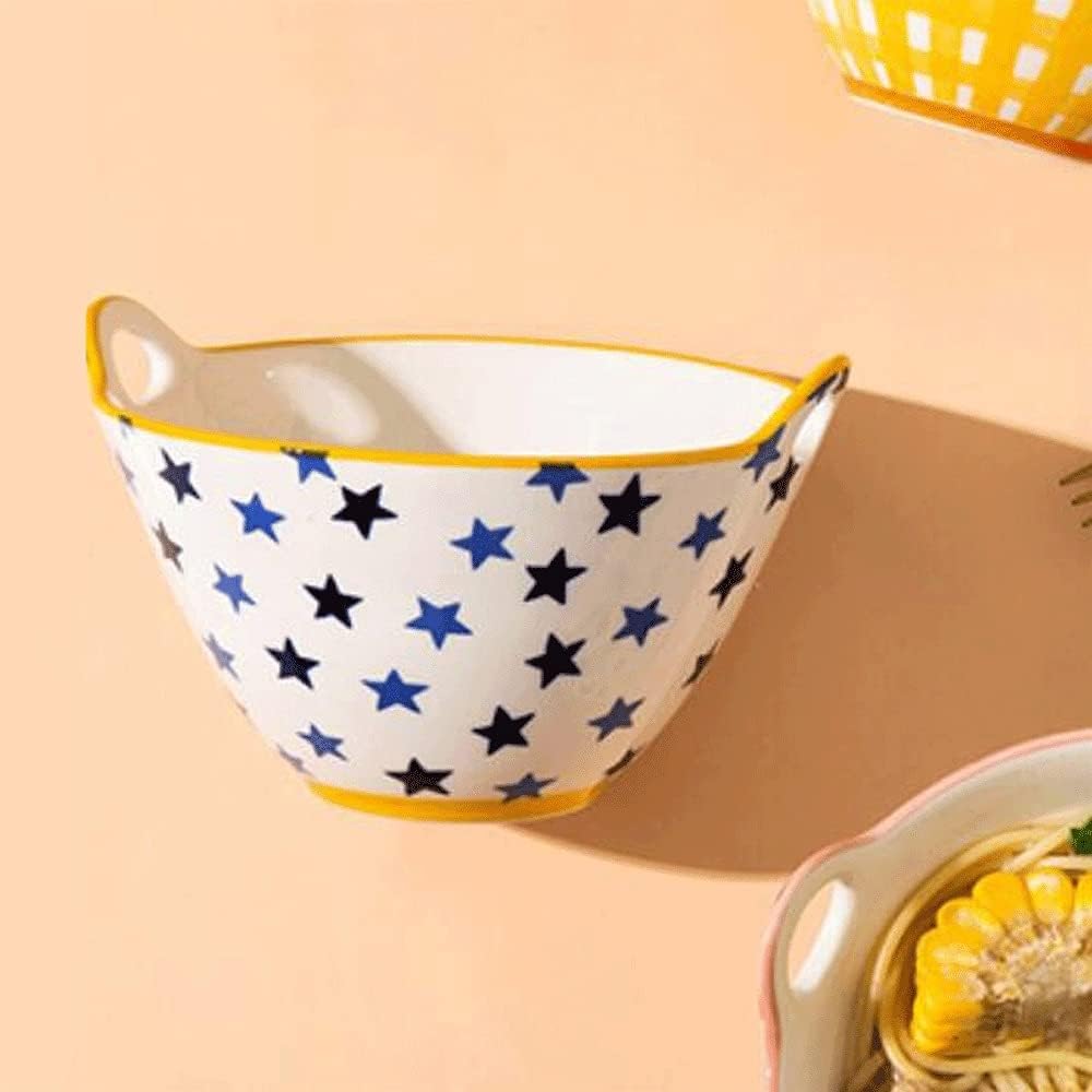 プレートとボウルセット セラミックライスボウル ヌードルボウル 18 * 11.4cm 家庭用スープボウル 大容量ボウル ダブルイヤ