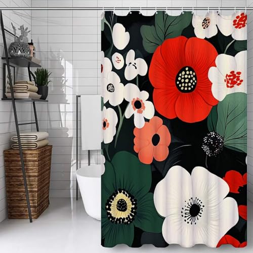 Rideau douche noir 150x170cm en polyester imperméable avec 12 crochets