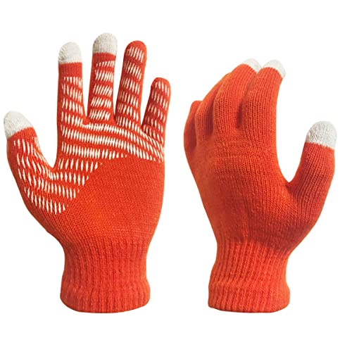 Gardening Gloves For Men Women And Ladies, 6 Pairs Coffee,Orange,Cyan,Red,Lake Blue,Pink Knitted Touch Screen Texting Outdoor Garden Work Gloves With Grip #TOP2