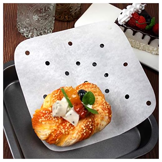 RUIYWEN 100 Hojas de Papel Cuadrado 20cm Papel con Agujeros de Hornear Antiadherente para Vapor