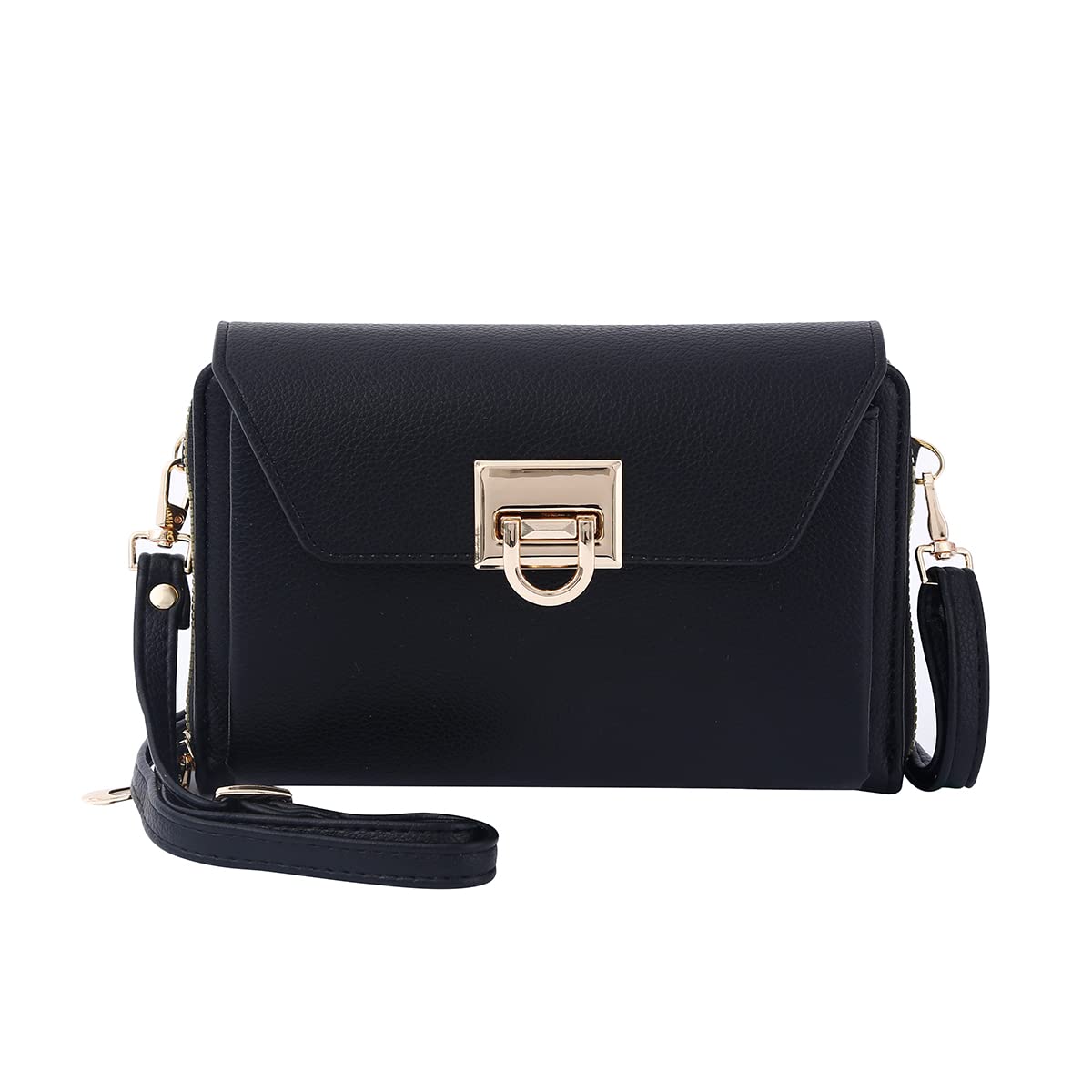 EVVE Small Crossbody Shoulder Bag For Women, Cell Phone Wallet Purse with Multiple Card Slots | Black