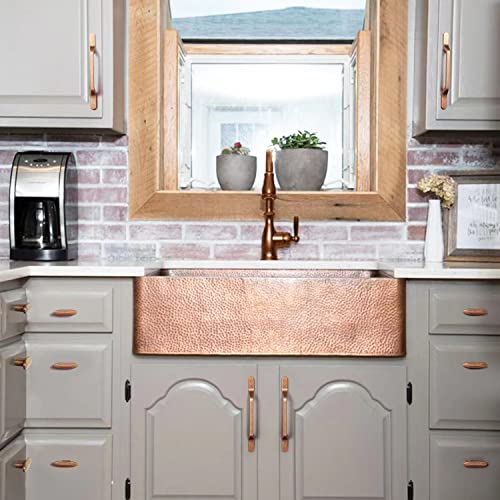 Goo-Ki 6 Pack Antique Copper Drawer Pulls Zinc Alloy Kitchen Cabinet Hardware - 7.56" c-c Vintage Copper Bar Cabinet Pulls Solid Dresser Handles by Goo-Ki - Image 5