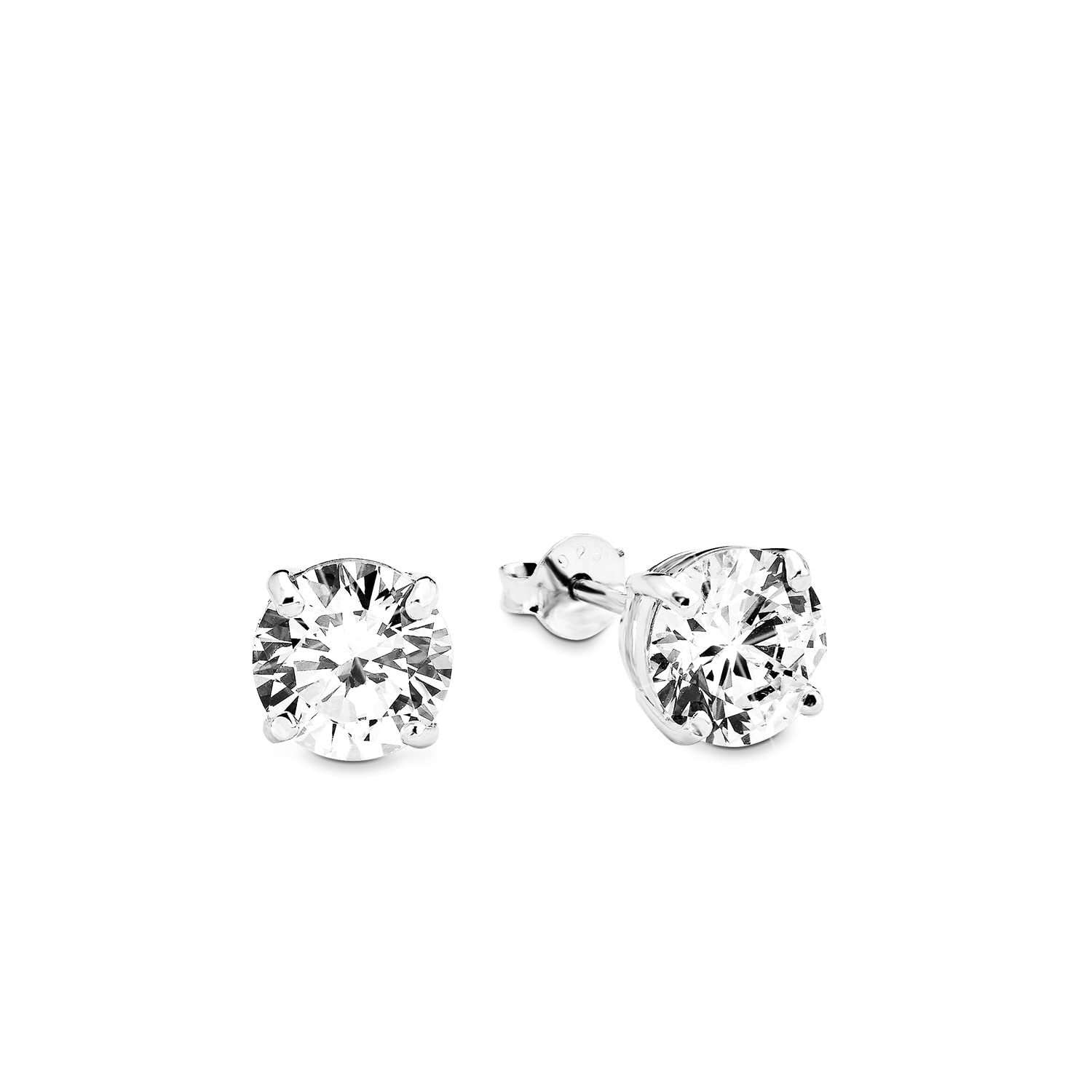 Amor Stud Earrings 925 Sterling Silver Ladies Earrings, With Cubic Zirconia Synth, 0.7 Cm, Silver, Comes In Jewelry Gift Box, 9061914