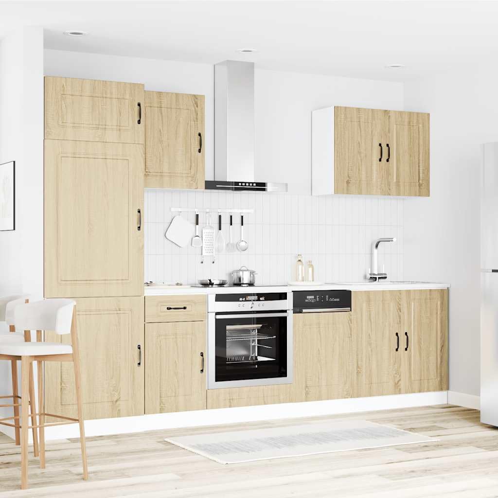 Kalmar - Set di 7 mobili da cucina in legno di quercia Sonoma, soluzione durevole per cucine moderne, piedini regolabili