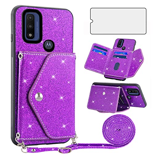 Housse Moto G Pure Motorola Asuwish pailletée avec porte-cartes et dragonne