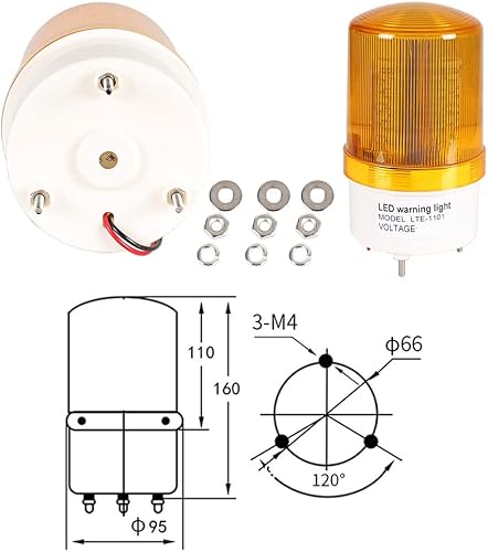 Miniatura 4 de Luces de advertencia de baliza estroboscópica giratoria industrial, luces de señal giratorias eléctricas para emergencia, 110v CA, amarillo, sin