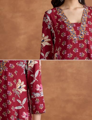 Image of Amazon Brand - Myx Women's Rayon Printed Kurta Set | Regular Fit | with Palazzo & Dupatta (Available in Plus Sizes)