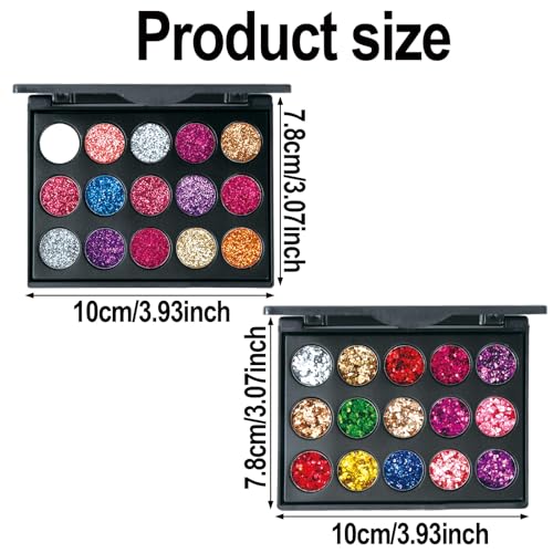 Nivofu 2 Stücke Glitzer Lidschatten Palette, 30 Farben Lidschattenpalette Bunt, Glitzer Make-up Palette Langlebig Wasserdicht, Eyeshadow Palette Schimmernde, Augenpalette, Schminkpalette